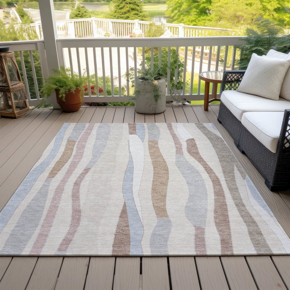 Machine Washable Indoor/Outdoor Chantille ACN2188 Beige 3' x 5' Rug