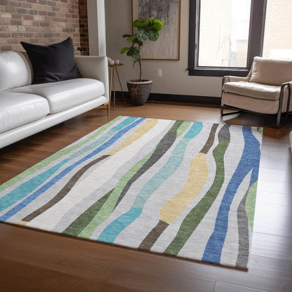 Machine Washable Indoor/Outdoor Chantille ACN2188 Green 3' x 5' Rug