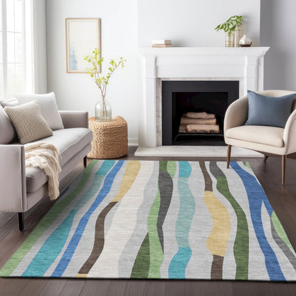 Machine Washable Indoor/Outdoor Chantille ACN2188 Green 3' x 5' Rug