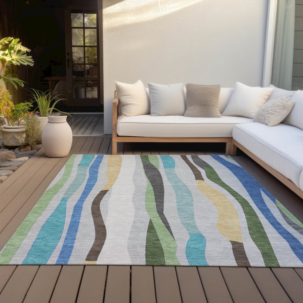 Machine Washable Indoor/Outdoor Chantille ACN2188 Green 3' x 5' Rug