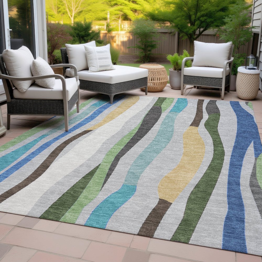 Machine Washable Indoor/Outdoor Chantille ACN2188 Green 3' x 5' Rug