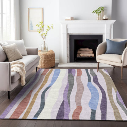 Machine Washable Indoor/Outdoor Chantille ACN2188 Lavender 3' x 5' Rug