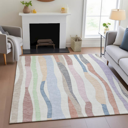 Machine Washable Indoor/Outdoor Chantille ACN2188 Pearl 3' x 5' Rug