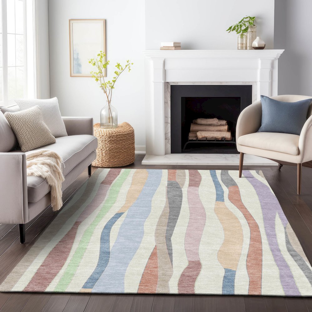 Machine Washable Indoor/Outdoor Chantille ACN2188 Pearl 3' x 5' Rug