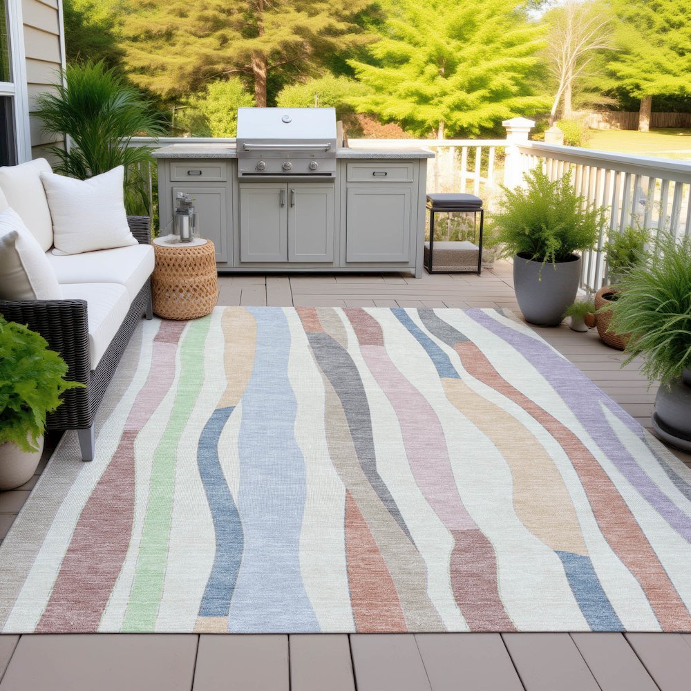 Machine Washable Indoor/Outdoor Chantille ACN2188 Pearl 3' x 5' Rug