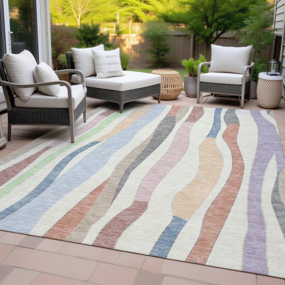 Machine Washable Indoor/Outdoor Chantille ACN2188 Pearl 3' x 5' Rug