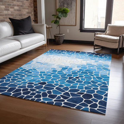 Machine Washable Indoor/Outdoor Chantille ACN2190 Blue 3' x 5' Rug