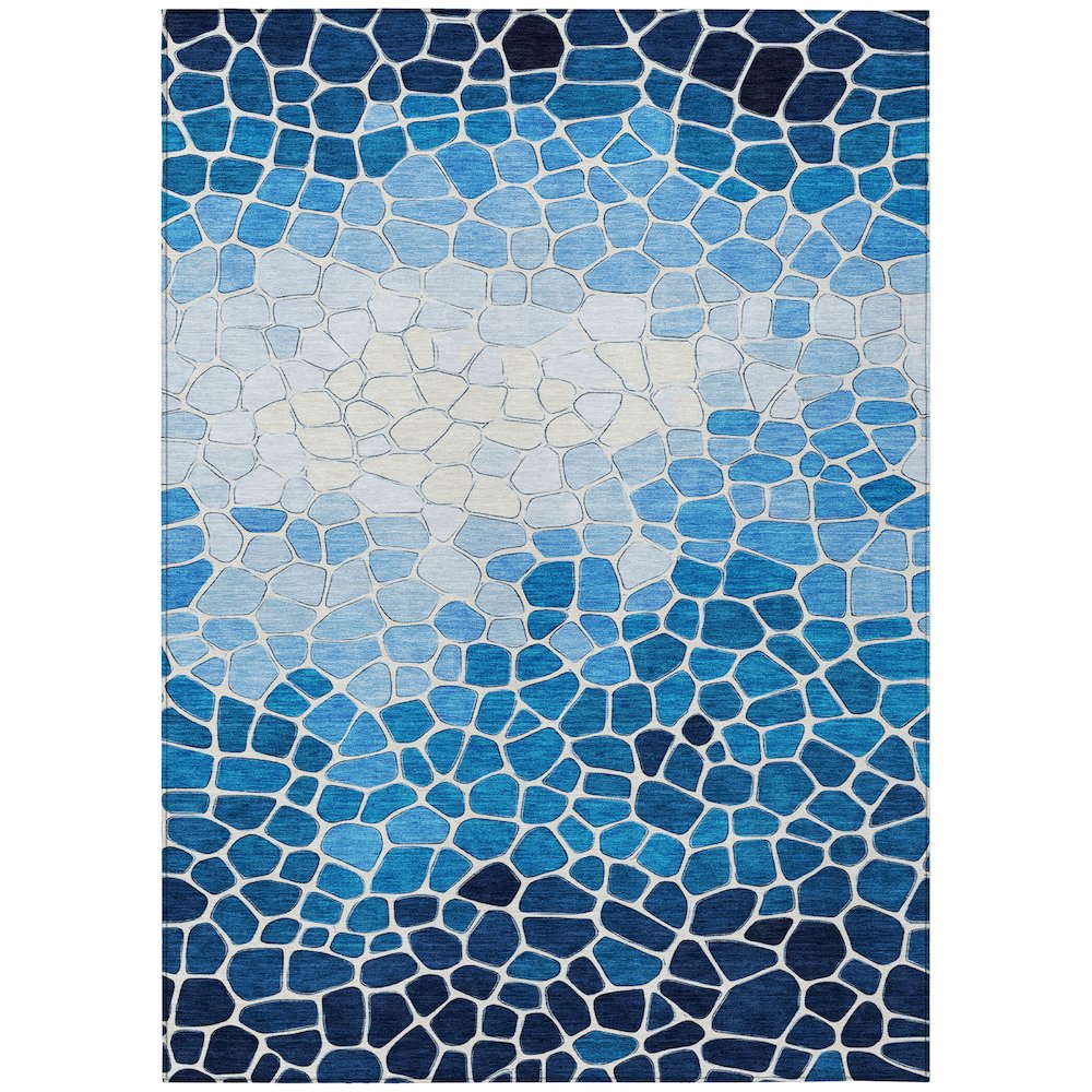 Machine Washable Indoor/Outdoor Chantille ACN2190 Blue 3' x 5' Rug