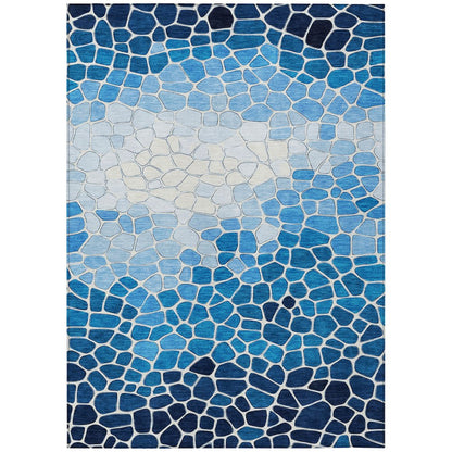 Machine Washable Indoor/Outdoor Chantille ACN2190 Blue 3' x 5' Rug