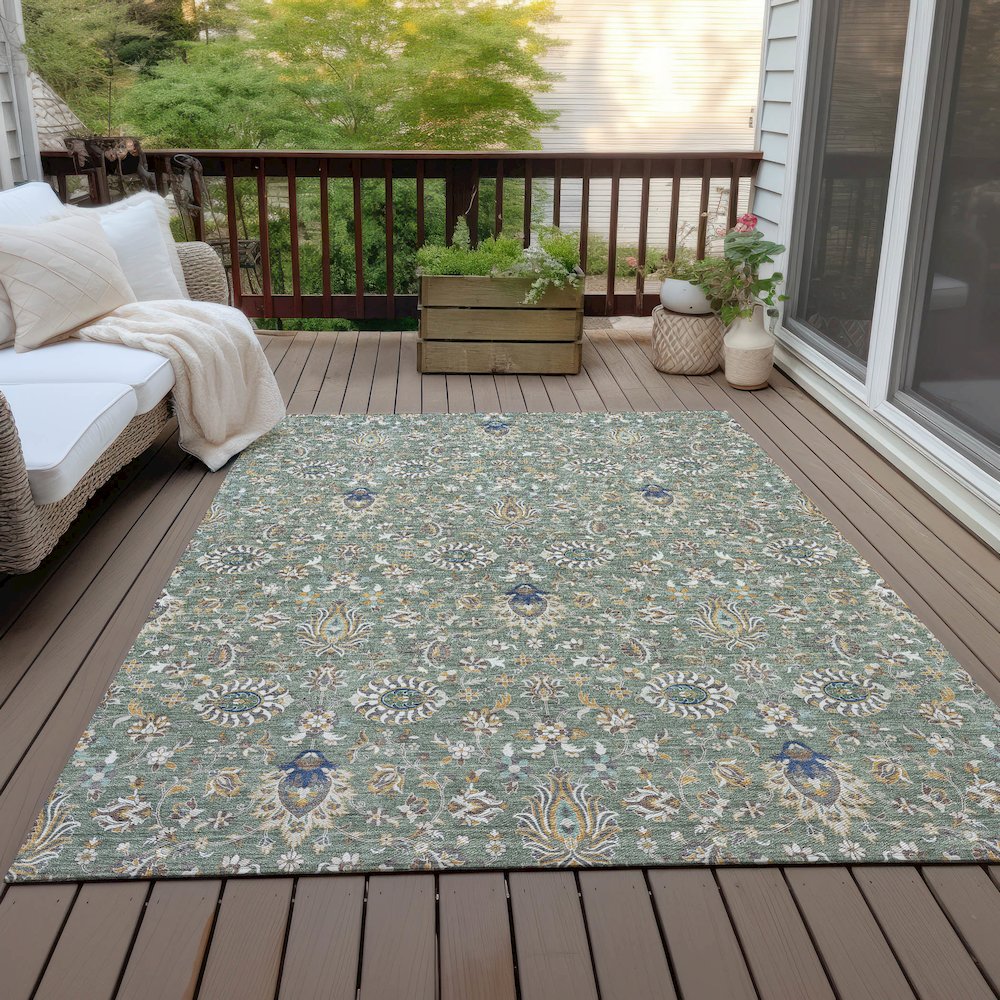 Machine Washable Indoor/Outdoor Chantille ACN2192 Green 3' x 5' Rug