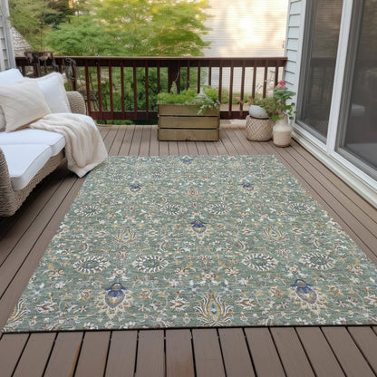 Machine Washable Indoor/Outdoor Chantille ACN2192 Green 3' x 5' Rug