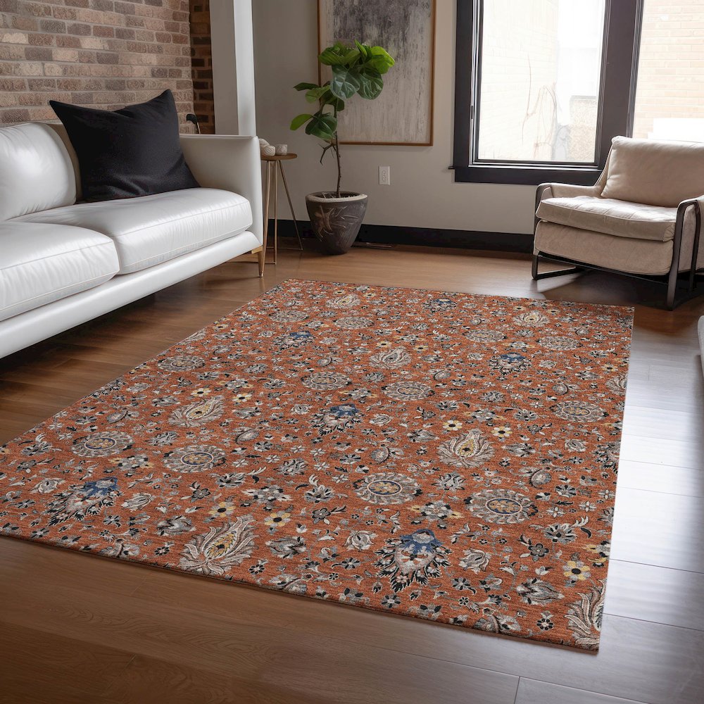 Machine Washable Indoor/Outdoor Chantille ACN2192 Paprika 3' x 5' Rug