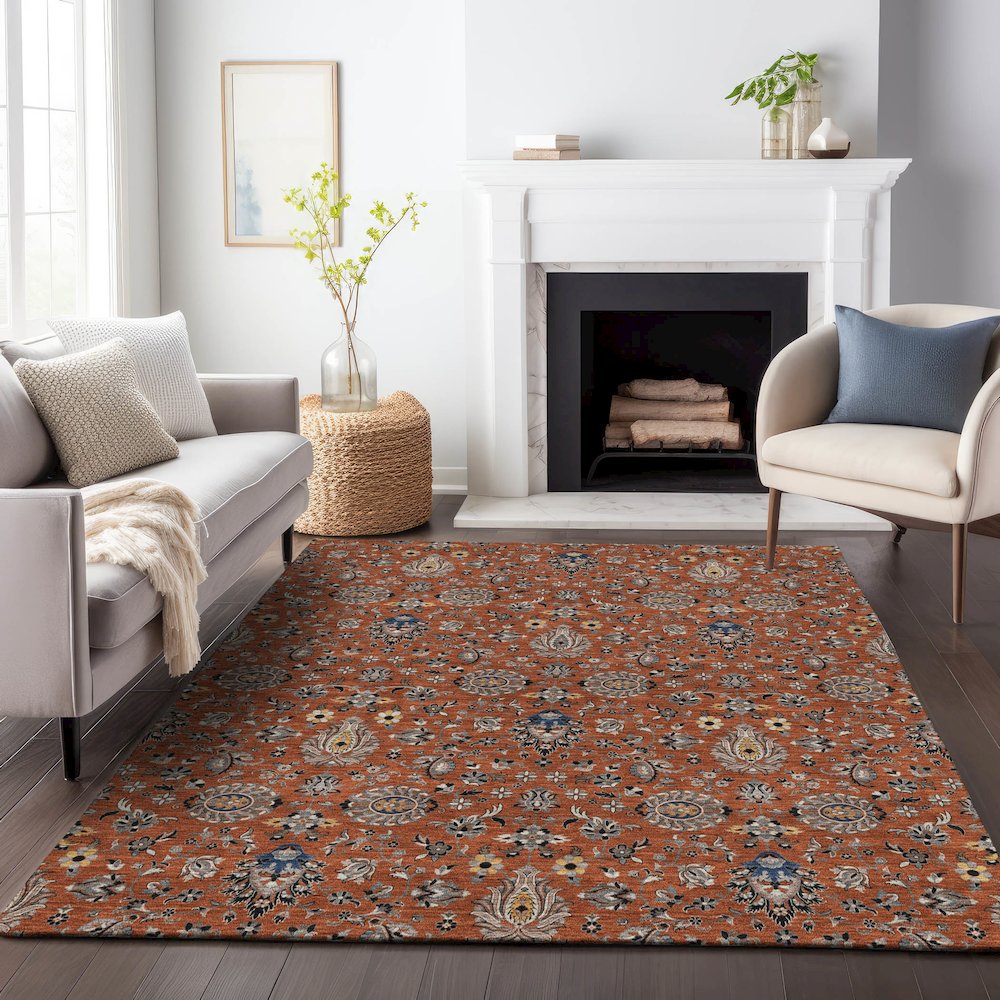 Machine Washable Indoor/Outdoor Chantille ACN2192 Paprika 3' x 5' Rug