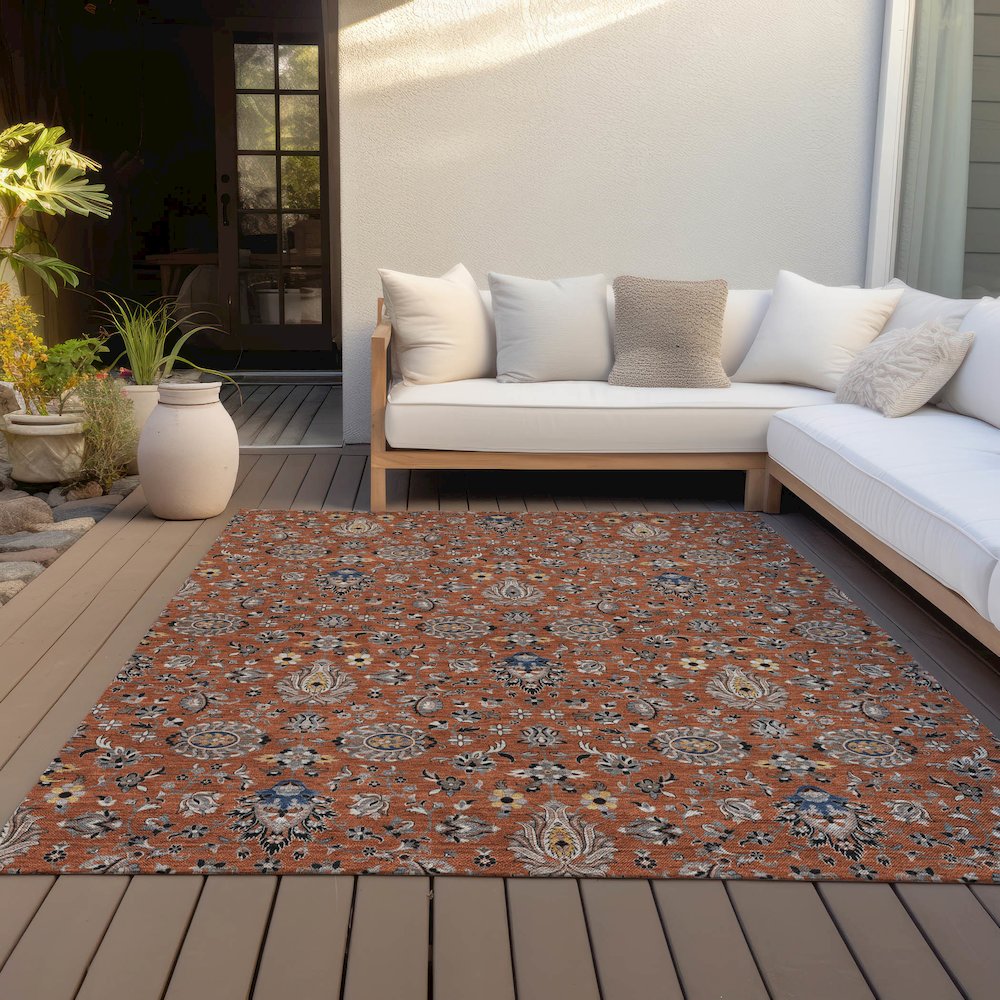 Machine Washable Indoor/Outdoor Chantille ACN2192 Paprika 3' x 5' Rug