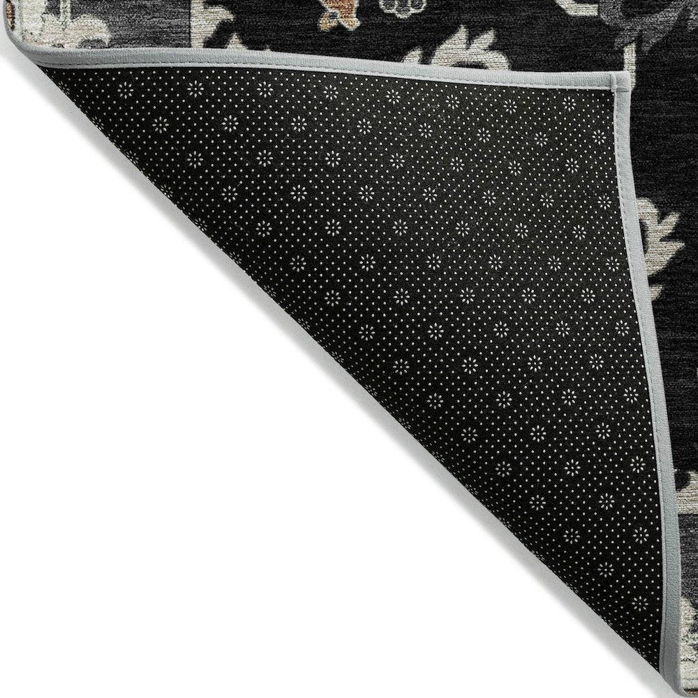 Machine Washable Indoor/Outdoor Chantille ACN2194 Black 2'3" x 7'6" Runner Rug