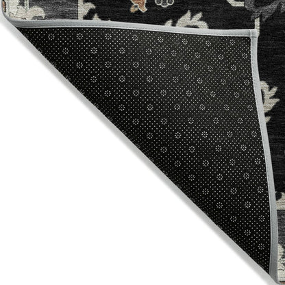 Machine Washable Indoor/Outdoor Chantille ACN2194 Black 2'3" x 7'6" Runner Rug