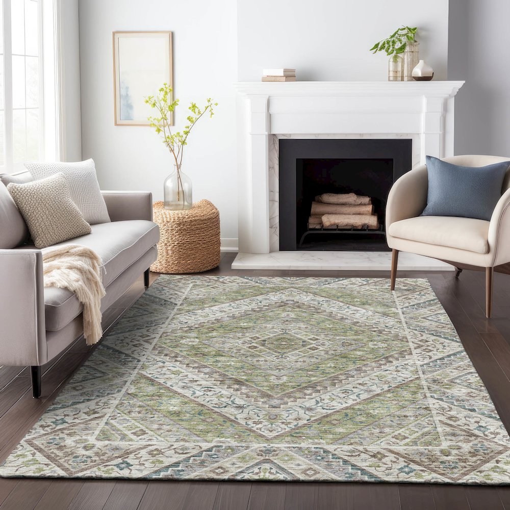 Machine Washable Indoor/Outdoor Chantille ACN2195 Aloe 3' x 5' Rug
