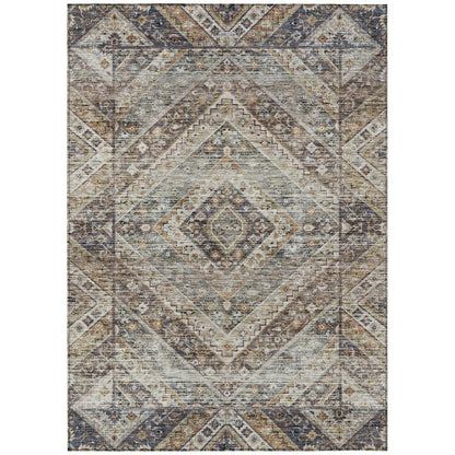 Machine Washable Indoor/Outdoor Chantille ACN2195 Brown 3' x 5' Rug