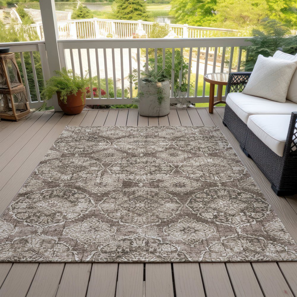 Machine Washable Indoor/Outdoor Chantille ACN2196 Chocolate 3' x 5' Rug
