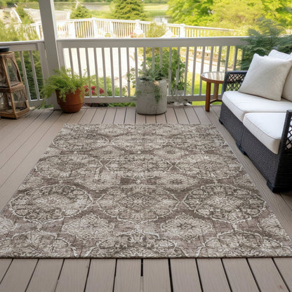 Machine Washable Indoor/Outdoor Chantille ACN2196 Chocolate 3' x 5' Rug
