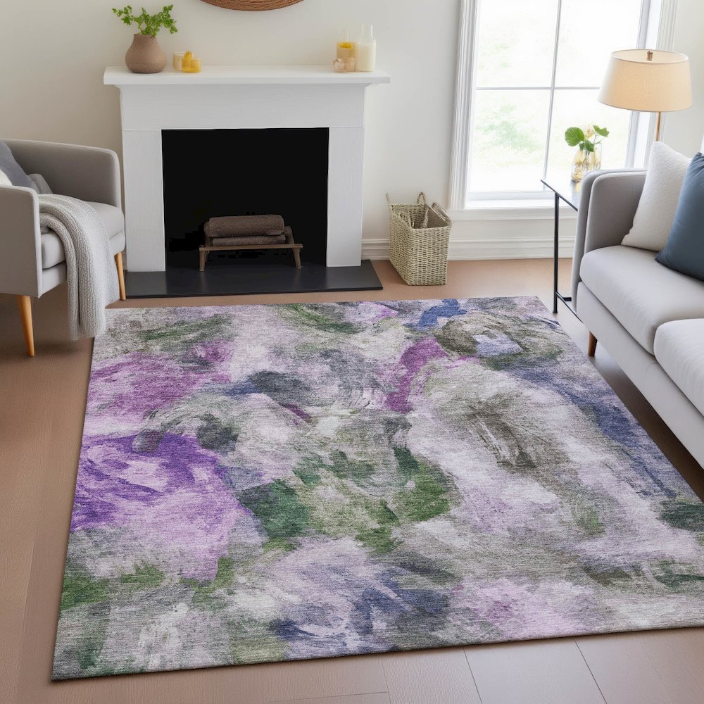 Machine Washable Indoor/Outdoor Chantille ACN2204 Lavender 3' x 5' Rug
