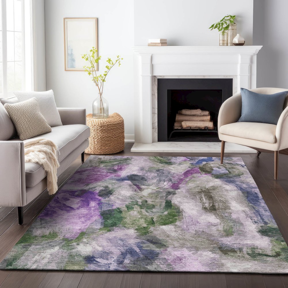 Machine Washable Indoor/Outdoor Chantille ACN2204 Lavender 3' x 5' Rug