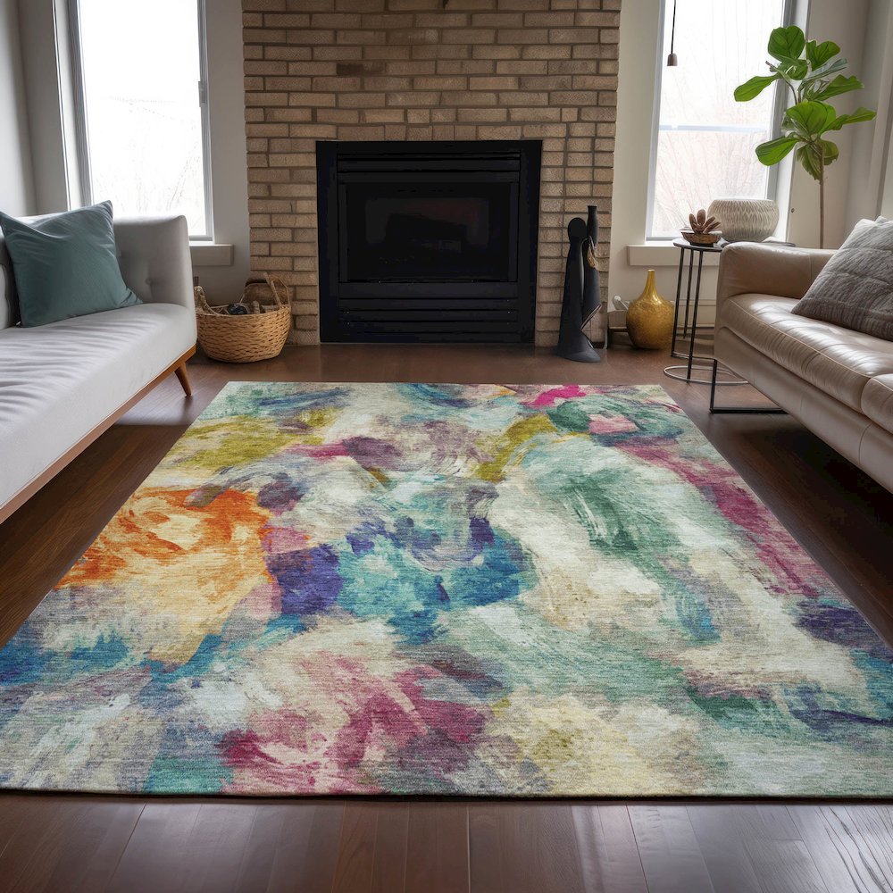 Machine Washable Indoor/Outdoor Chantille ACN2204 Sage 3' x 5' Rug
