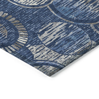 Machine Washable Indoor/Outdoor Chantille ACN2206 Navy 2'3" x 7'6" Runner Rug
