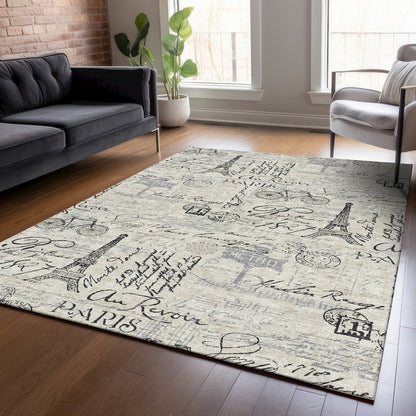 Machine Washable Indoor/Outdoor Chantille ACN2209 Beige 3' x 5' Rug