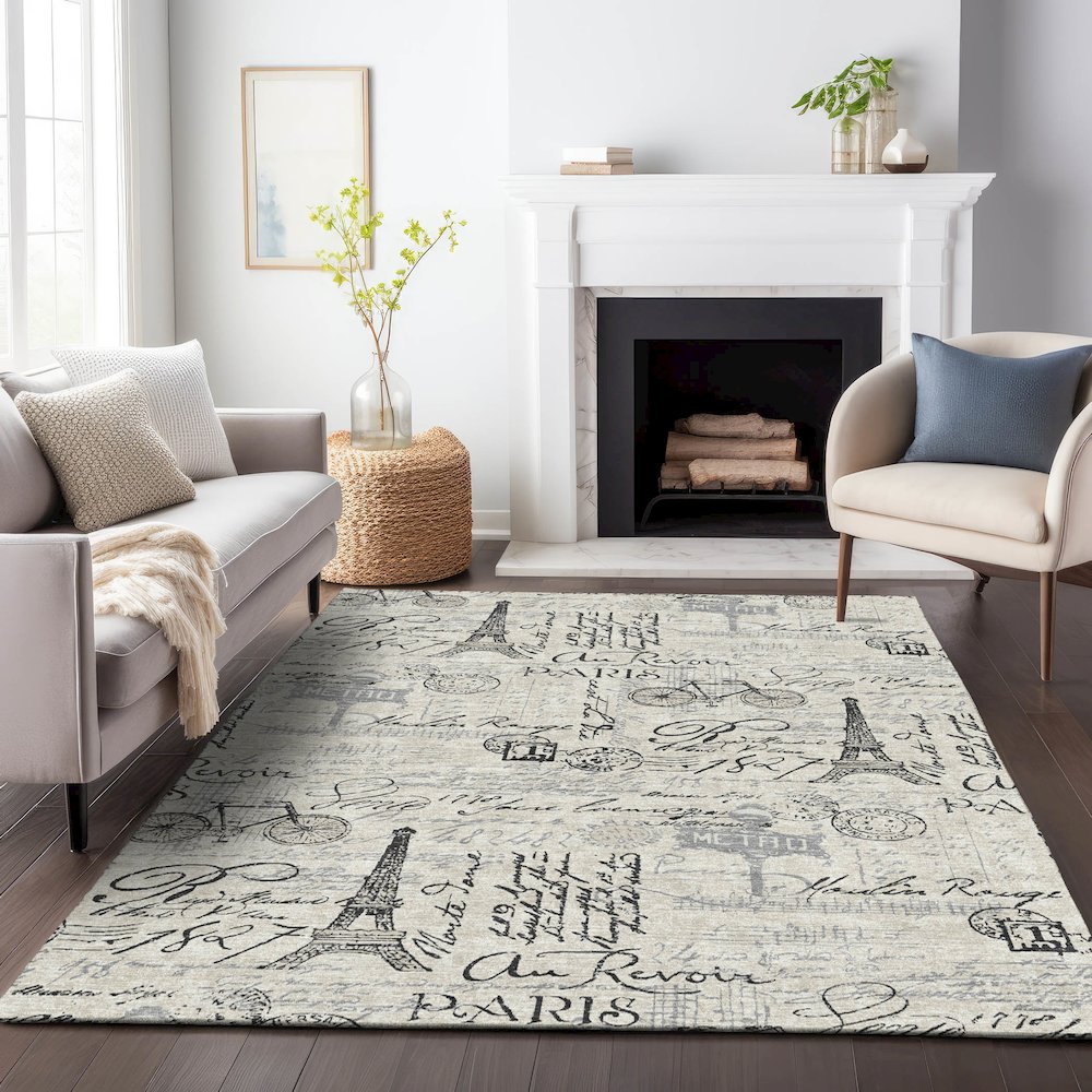 Machine Washable Indoor/Outdoor Chantille ACN2209 Beige 3' x 5' Rug