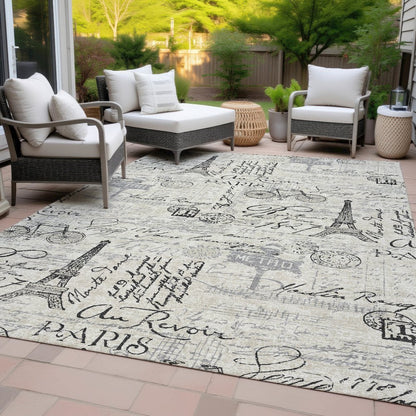 Machine Washable Indoor/Outdoor Chantille ACN2209 Beige 3' x 5' Rug