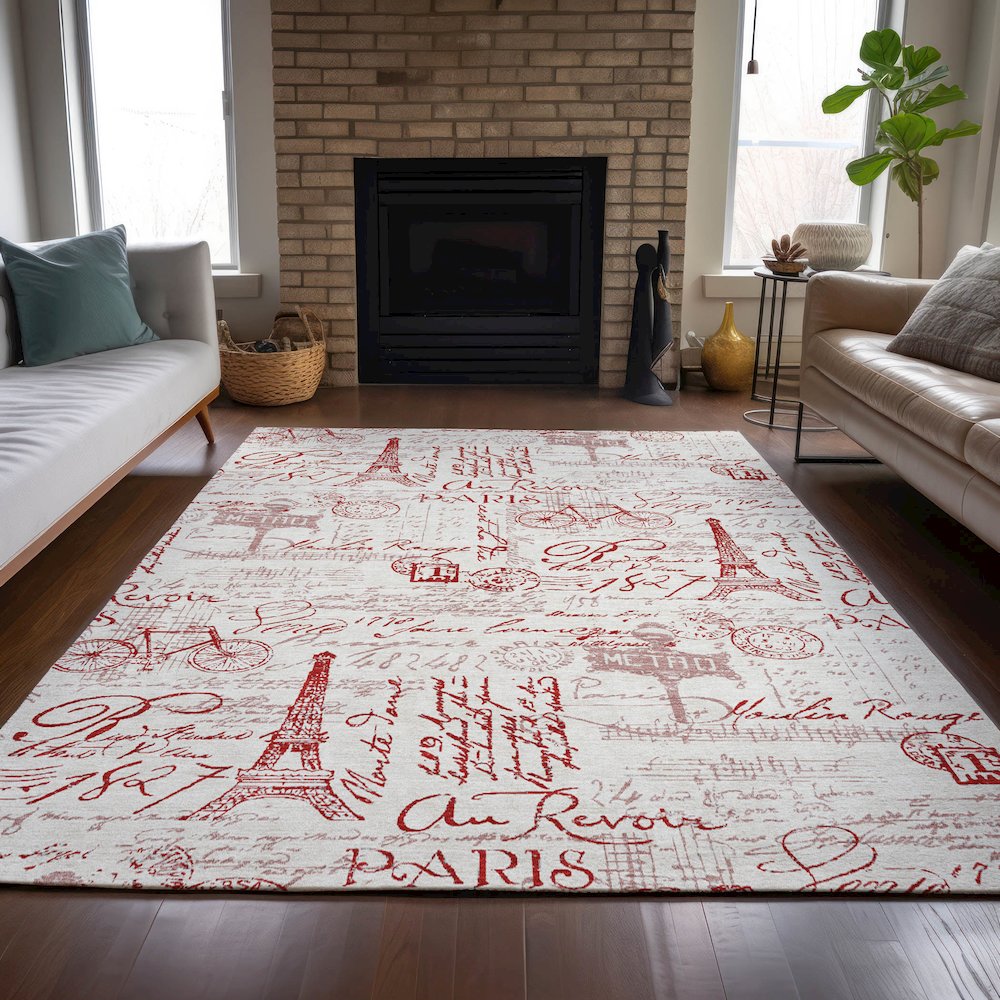 Machine Washable Indoor/Outdoor Chantille ACN2209 Red 3' x 5' Rug