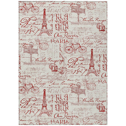 Machine Washable Indoor/Outdoor Chantille ACN2209 Red 3' x 5' Rug