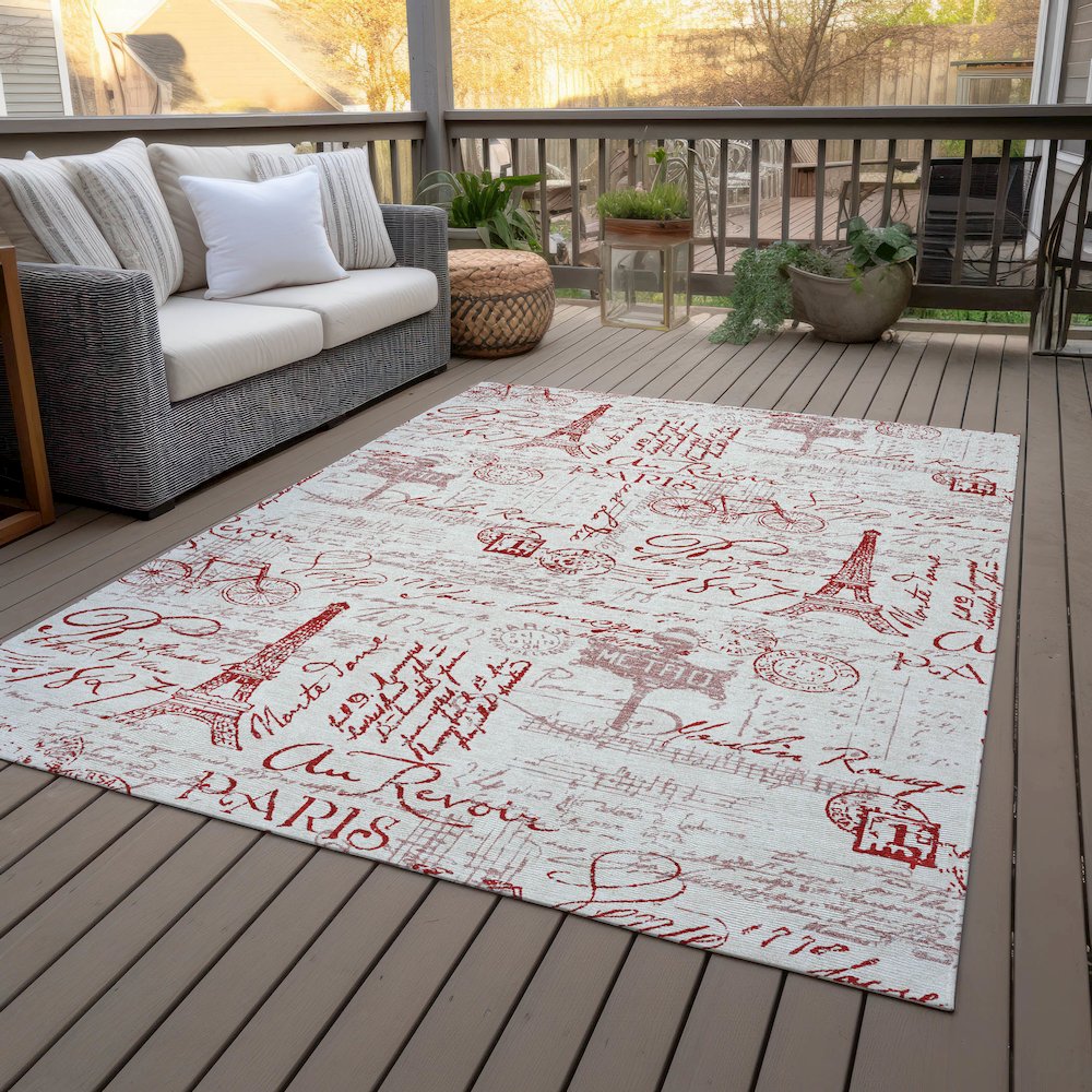 Machine Washable Indoor/Outdoor Chantille ACN2209 Red 3' x 5' Rug