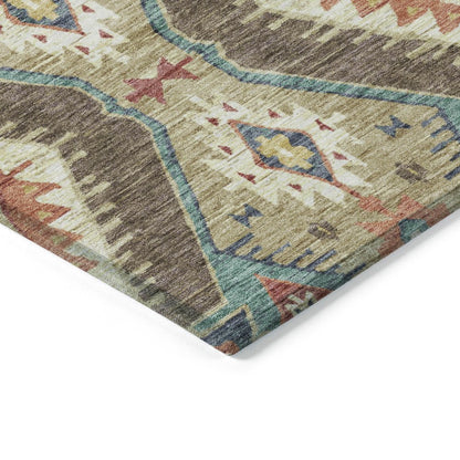 Machine Washable Indoor/Outdoor Chantille ACN2210 Khaki 2'3" x 7'6" Runner Rug
