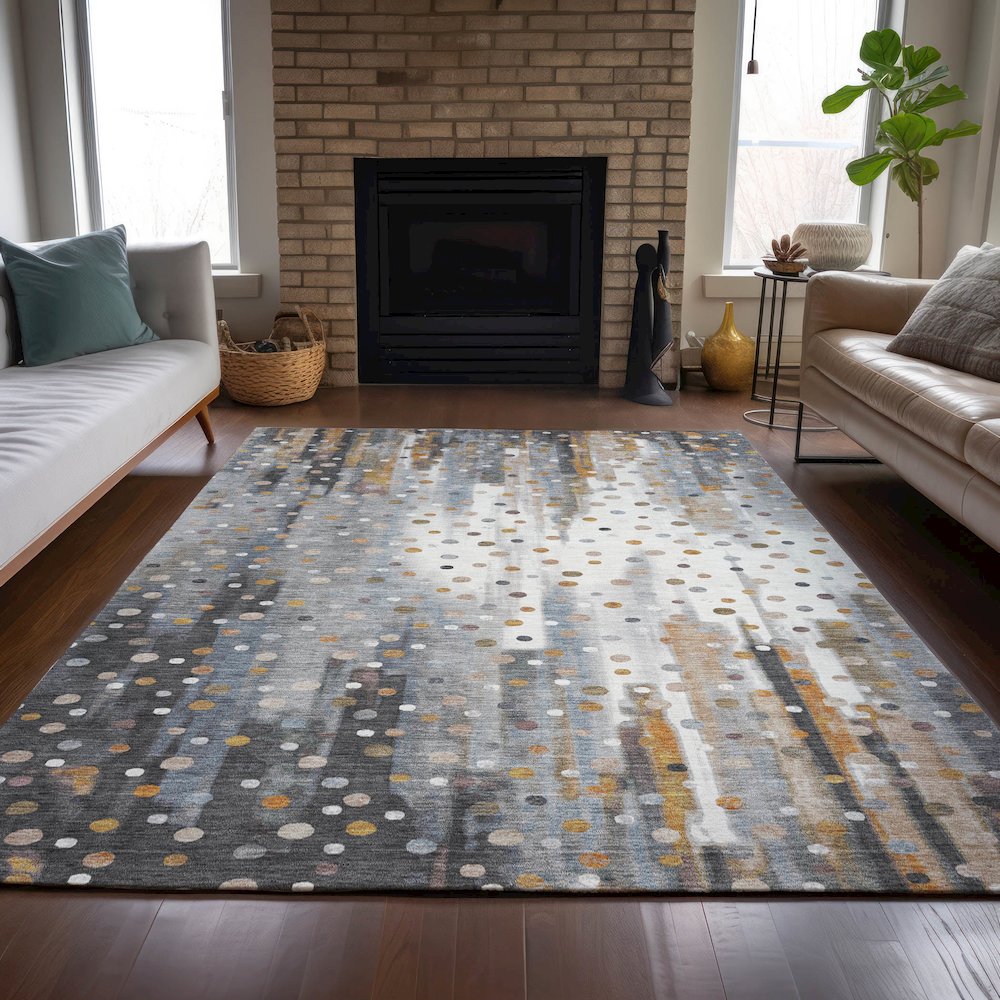 Machine Washable Indoor/Outdoor Chantille ACN2213 Gray 3' x 5' Rug