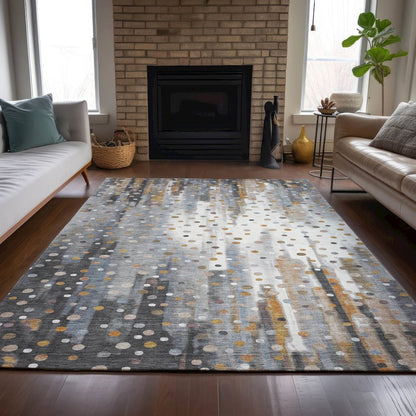 Machine Washable Indoor/Outdoor Chantille ACN2213 Gray 3' x 5' Rug