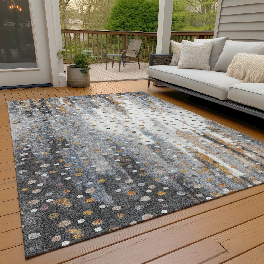 Machine Washable Indoor/Outdoor Chantille ACN2213 Gray 3' x 5' Rug