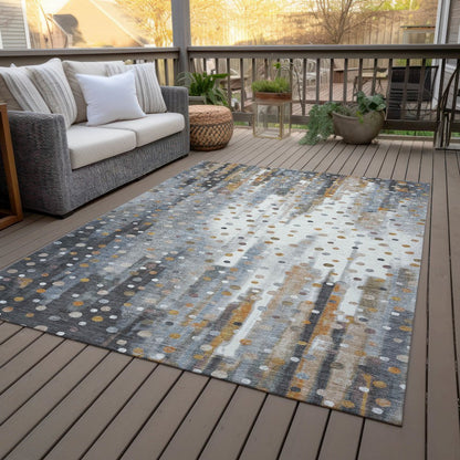Machine Washable Indoor/Outdoor Chantille ACN2213 Gray 3' x 5' Rug