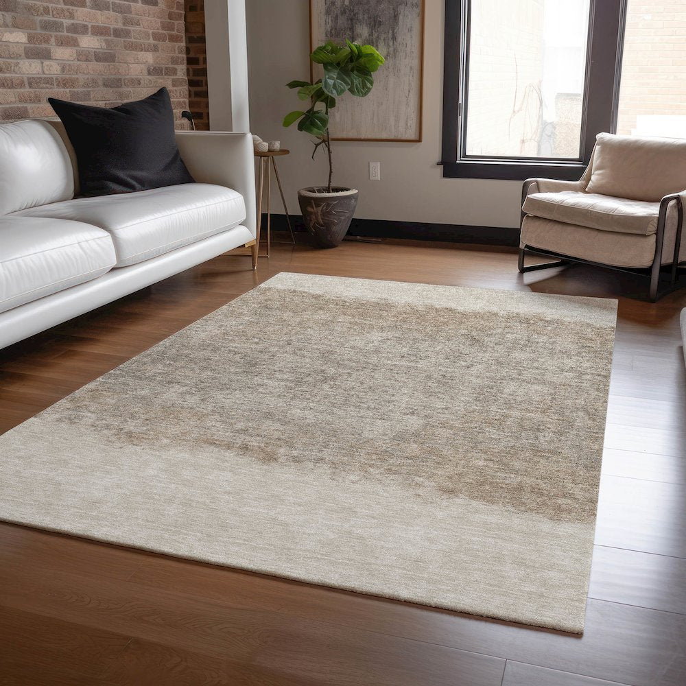 Machine Washable Indoor/Outdoor Chantille ACN2214 Beige 3' x 5' Rug