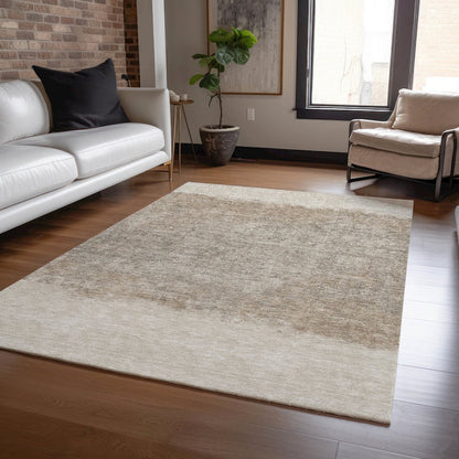 Machine Washable Indoor/Outdoor Chantille ACN2214 Beige 3' x 5' Rug