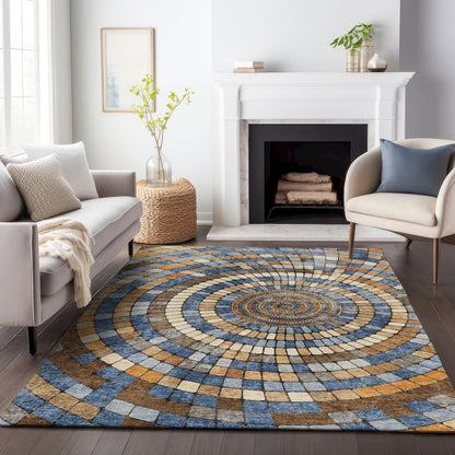 Machine Washable Indoor/Outdoor Chantille ACN2216 Denim 3' x 5' Rug