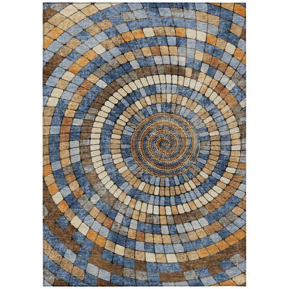 Machine Washable Indoor/Outdoor Chantille ACN2216 Denim 3' x 5' Rug