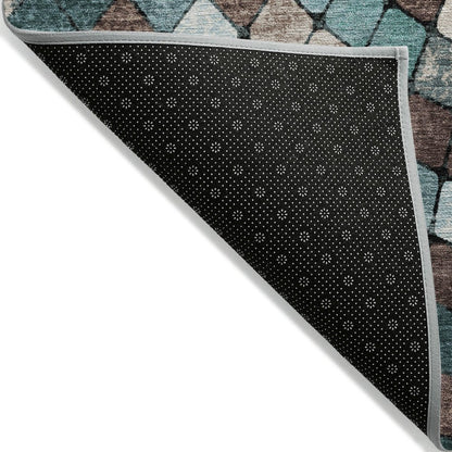 Machine Washable Indoor/Outdoor Chantille ACN2216 Teal 2'3" x 7'6" Runner Rug