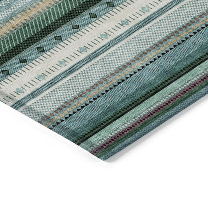Machine Washable Indoor/Outdoor Chantille ACN2218 Teal 2'3" x 7'6" Runner Rug