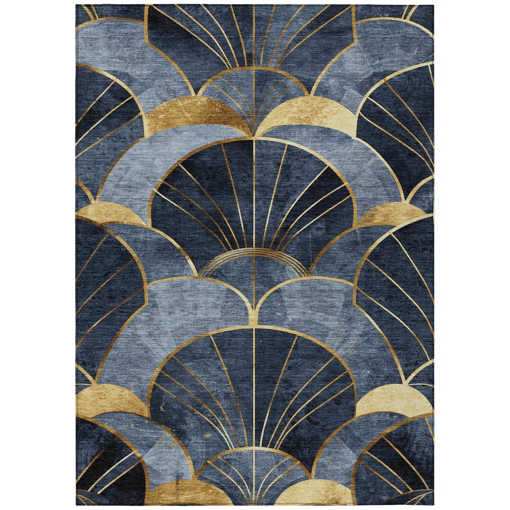 Machine Washable Indoor/Outdoor Chantille ACN2221 Navy 3' x 5' Rug