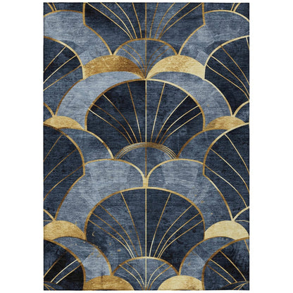 Machine Washable Indoor/Outdoor Chantille ACN2221 Navy 3' x 5' Rug