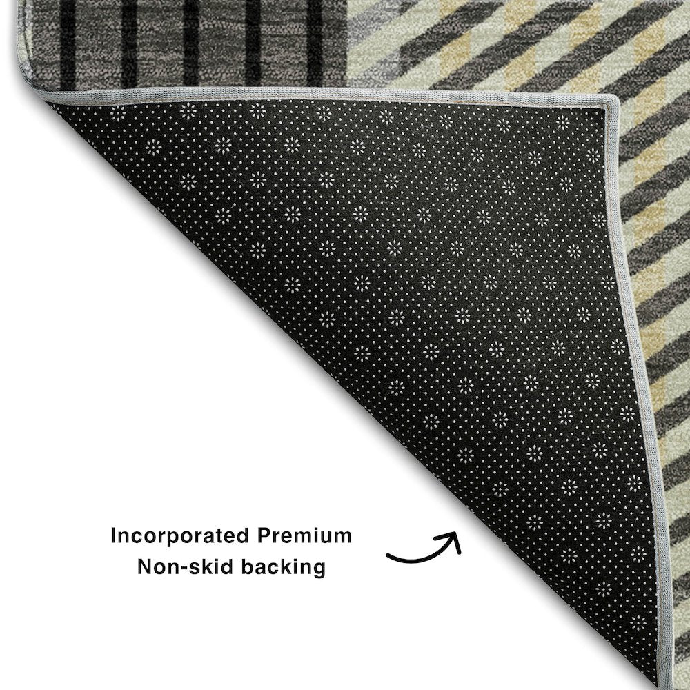 Premium Machine Washable Mayfield AMF1000 Gray 2'3" x 7'6" Runner Rug