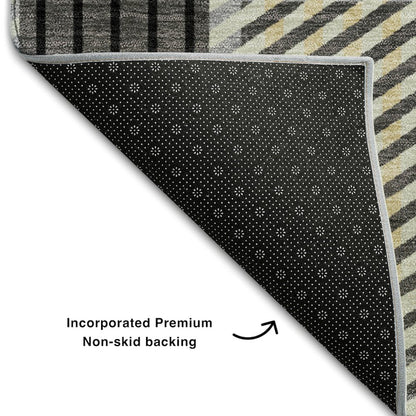 Premium Machine Washable Mayfield AMF1000 Gray 2'3" x 7'6" Runner Rug