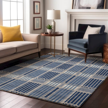 Premium Machine Washable Mayfield AMF1000 Navy 3' x 5' Rug